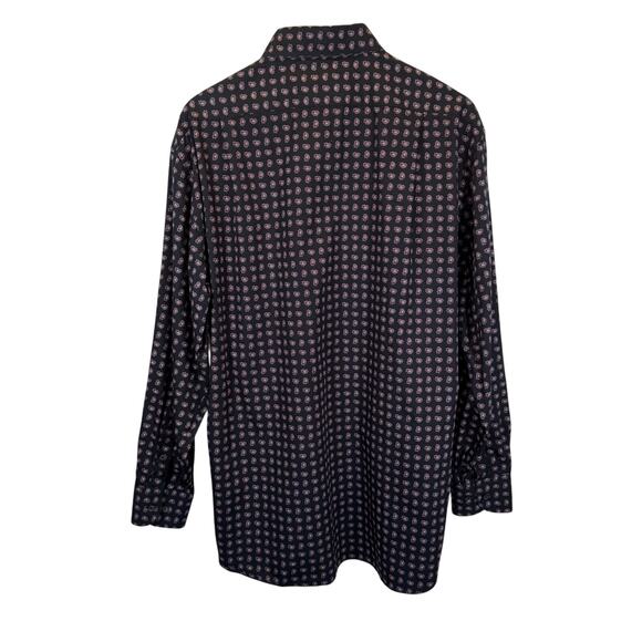 Canali Sportswear Men’s L Paisley Button Down Shirt Navy Pink Cotton Italy Made - Picture 6 of 11